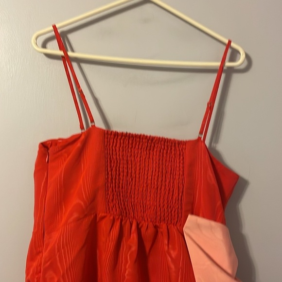 Future Collective Red with Pink Bow Holiday Sweetheart Bow Mini Dress size L - Picture 11 of 15